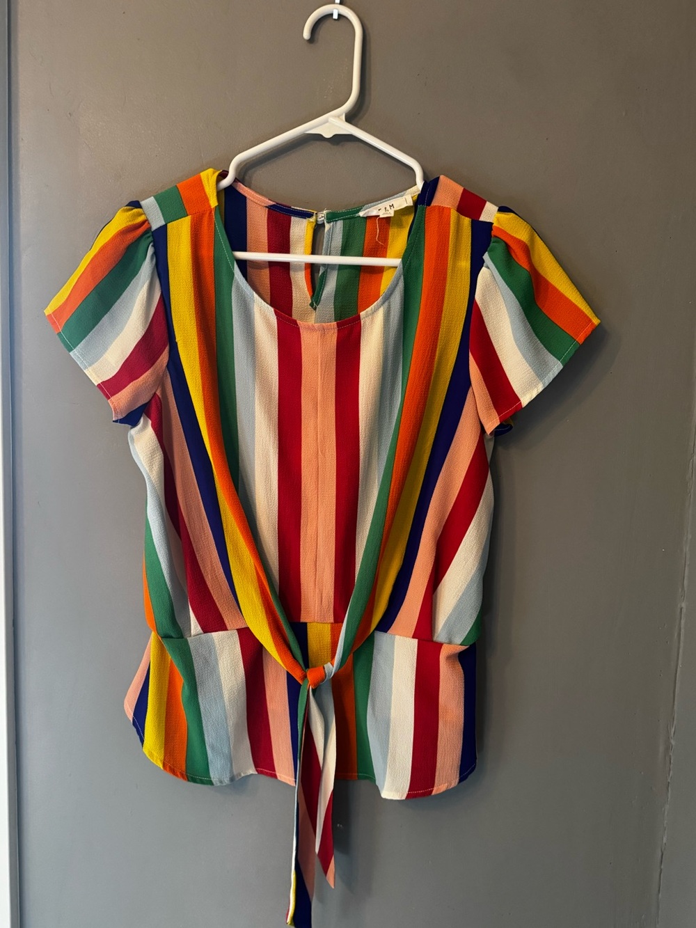 Colorful Tie-Front Striped Women’s Top - Multicolor
